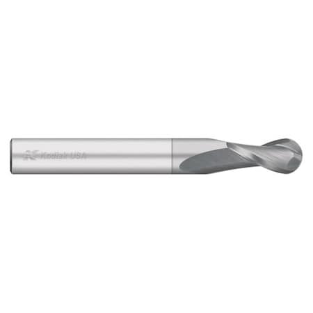 Kodiak Cutting Tools 3/16 2 Flute Carbide Endmill Single End Ball Nose Long TICN Coated 5465416